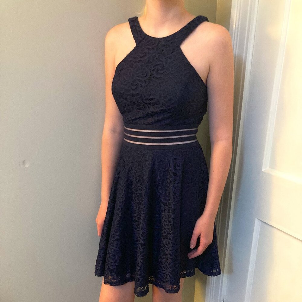 City Studio navy Lace party dress